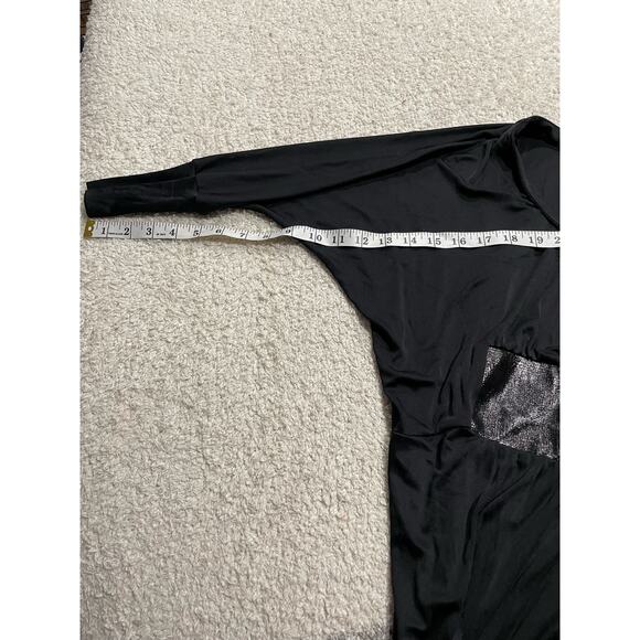 VTG Y2K Cache Dress Small Snakeskin Belt Dolman Sleeve Bubble Hem Black LBD - Picture 6 of 13